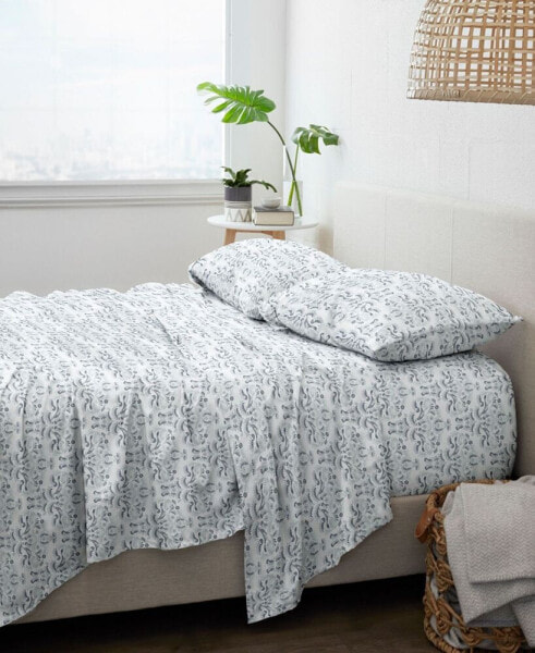 Home Collection Premium Ultra Soft Chambray Style Pattern 3 Piece Bed Sheets Set, Twin