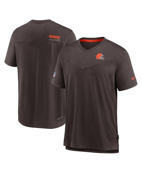 Men's Brown Cleveland Browns 2022 Sideline Coach Chevron Lock Up Performance V-Neck T-shirt