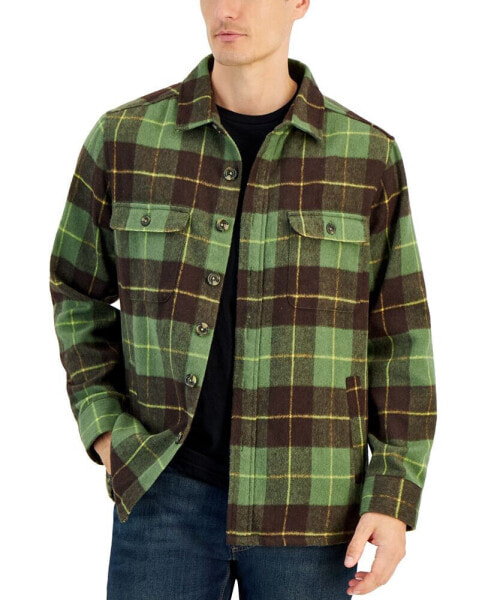 Men's Rob Plaid Button-Front Shirt-Jacket, Created for Macy's