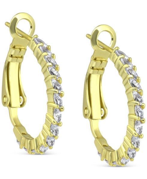 Cubic Zirconia Small Hoop Earrings in 18K Gold-Plated Sterling Silver, 0.75", Created for Macy's