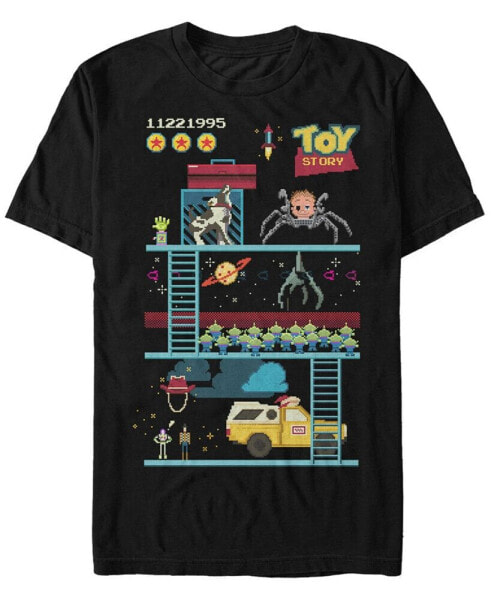 Disney Pixar Men's Toy Story 8-Bit Video Game Scene Short Sleeve T-Shirt