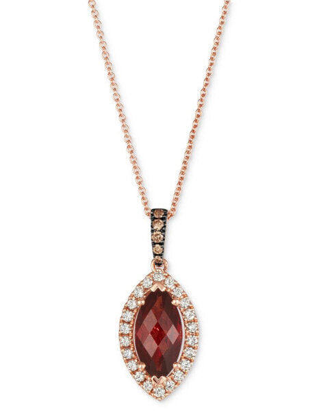 Pomegranate Garnet (2-1/4 ct. t.w.) & Diamond (1/3 ct. t.w.) Marquis Halo Adjustable 20" Pendant Necklace in 14k Rose Gold