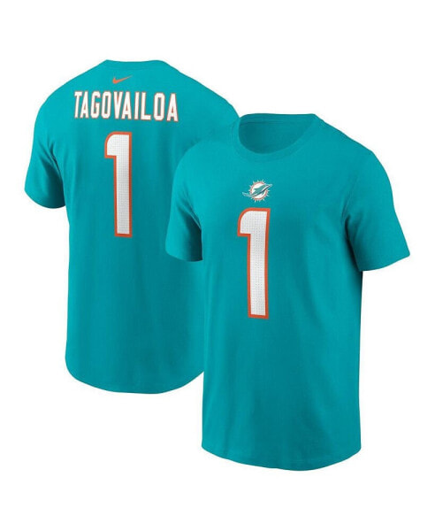 Men's Tua Tagovailoa Aqua Miami Dolphins Player Name and Number T-shirt