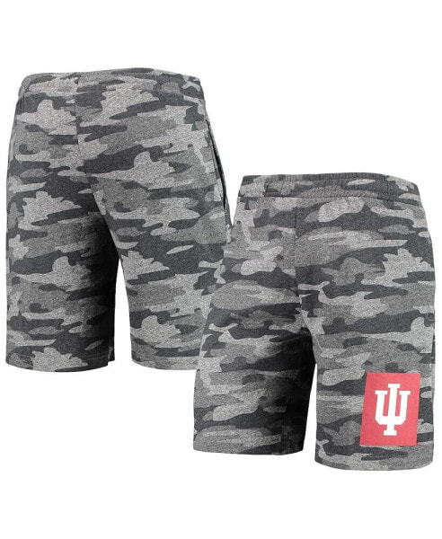 Шорты для мужчин Concepts Sport Indiana Hoosiers серого цвета с камуфляжным узором Backup Terry Jam.