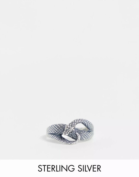 ASOS DESIGN sterling silver ring with wrap around snake design in silver