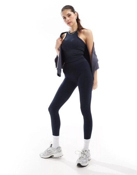 TALA Sculpt Seamless ribbed racerback tank top in navy