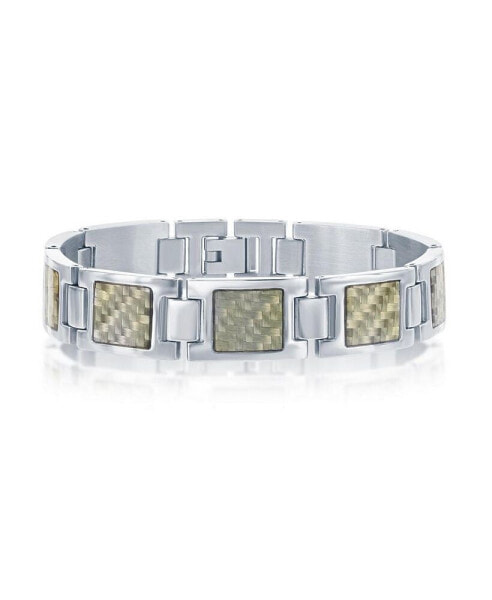 Men's Stainless Steel Squares w/ Center Texturized Design Bracelet