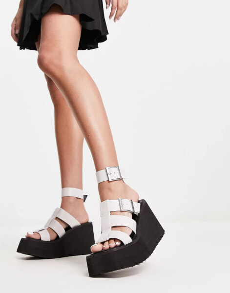 Charles & Keith caged wedge sandals in white