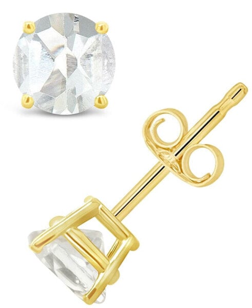 White Topaz (1-1/8 ct. t.w.) Stud Earrings in 14K White or Yellow Gold