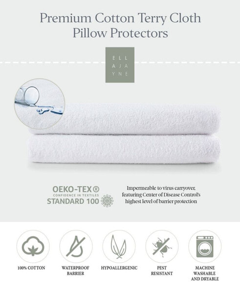 Terry Cloth Water Proof Pillow Protector, King - Set of 2