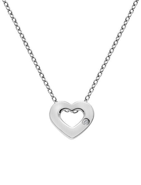 Silver necklace with heart Amulets DP747