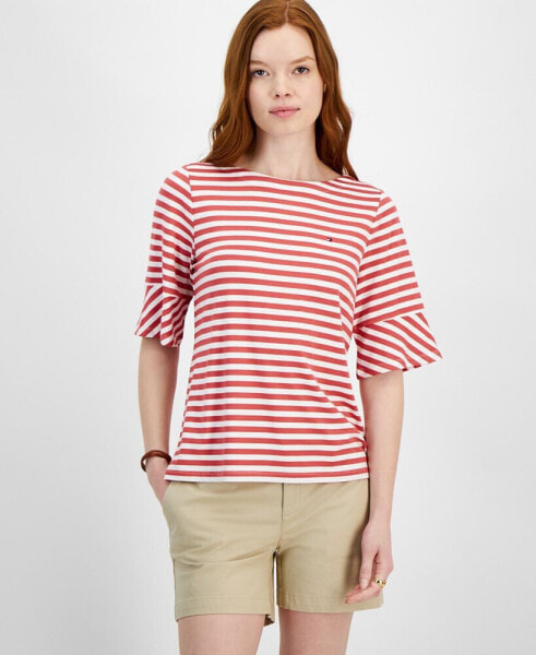 Women's Mixed-Stripe Crewneck Short-Sleeve Top