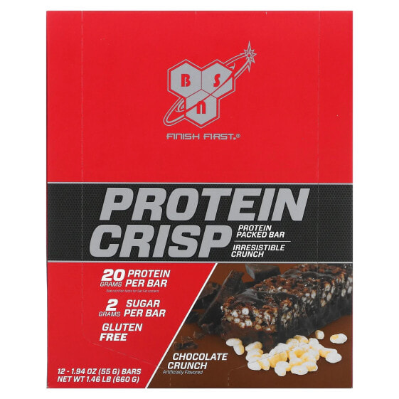 BSN, Protein Crisp, кранч с шоколадом, 12 батончиков, 57 г (2,01 унции) каждый