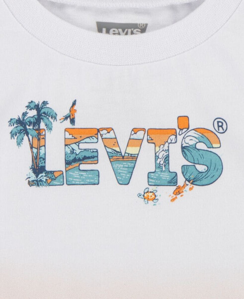 Костюм для малышей Levi's набор футболка и джинсы Beach Logo Tee and Denim Shorts