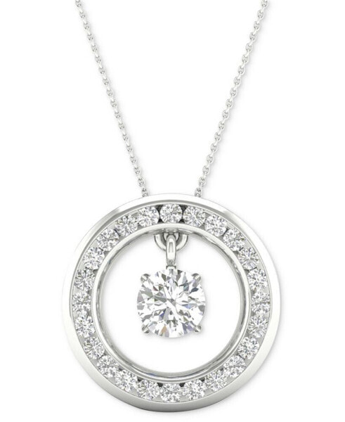 Macy's diamond Orbital Halo Pendant Necklace (1/3 ct. t.w.) in 10k White Gold, 16" + 2" extender