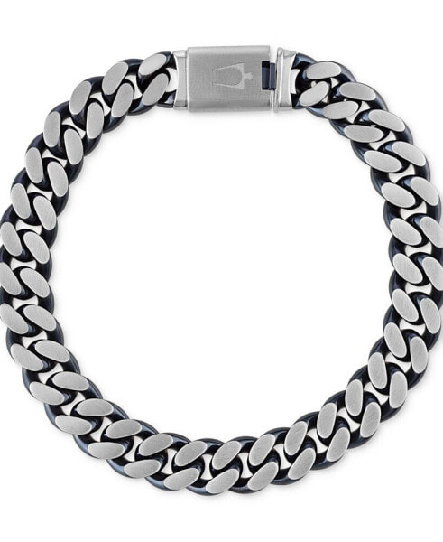Men's Classic Curb Chain Bracelet in Blue-Plated Stainless Steel
