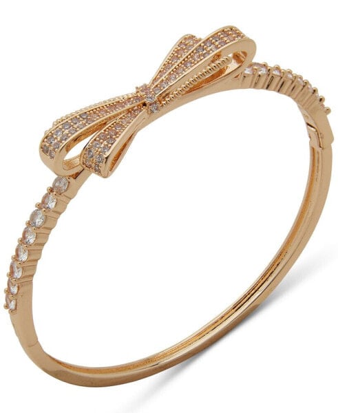 Gold-Tone Pavé Bow Bangle Bracelet