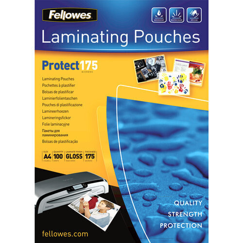 Fellowes A4 Glossy 175 Micron Laminating Pouch - 100 pack - Transparent - Plastic - A4 - 210 mm - 1 mm - 300 mm