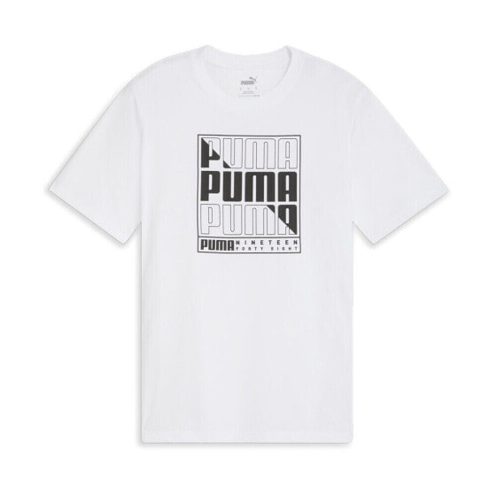 Puma Graphics Wording Crew Neck Short Sleeve T-Shirt Mens White Casual Tops 6822