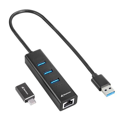 Sharkoon 4044951037575 - Wireless - USB 3.2 Gen 1 (3.1 Gen 1) Type-C - Black - USB 3.2 Gen 1 (3.1 Gen 1) Type-A - Aluminium - ChromeOS