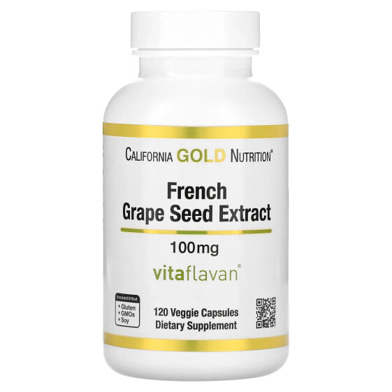 Антиоксидант California Gold Nutrition Виноград Семян Экстракт Vitaflavan 100 мг, 120 капсул вегетарианских