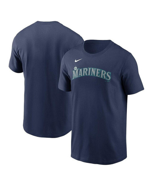 Men's Navy Seattle Mariners Fuse Wordmark T-shirt