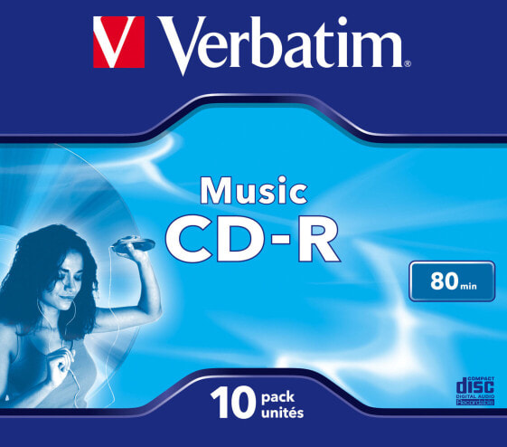 Компакт-диск Verbatim Music CD-R - 16x - 700 MB - Jewelcase - 10 шт