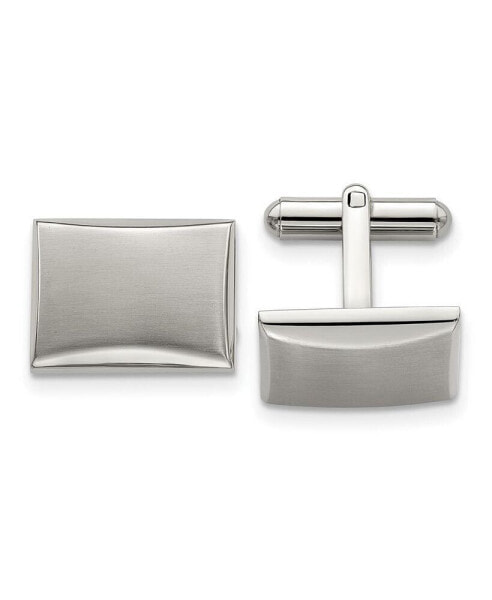 Stainless Steel Brushed and Polished Rectangle Cufflinks