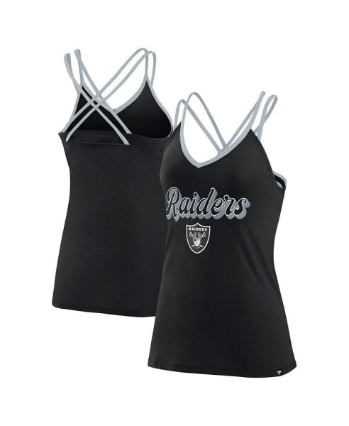 Women's Black Las Vegas Raiders Go For It Strappy Crossback Tank Top