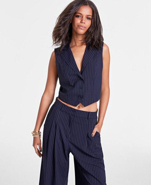 Women's Pinstriped Vest, Created for Macy's