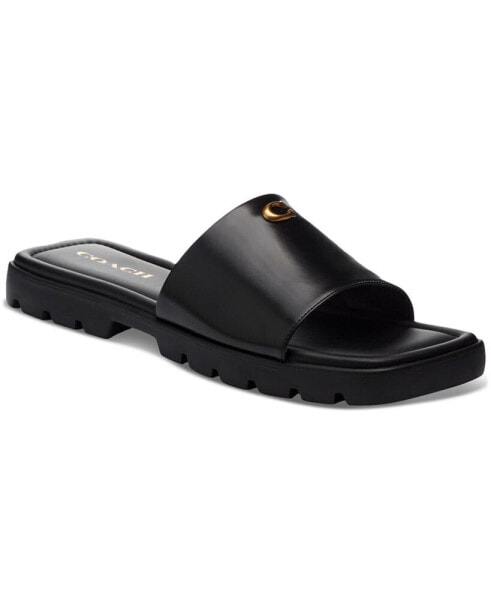 Women's Florence "C" Lug-Sole Slip-On Slide Flat Sandals