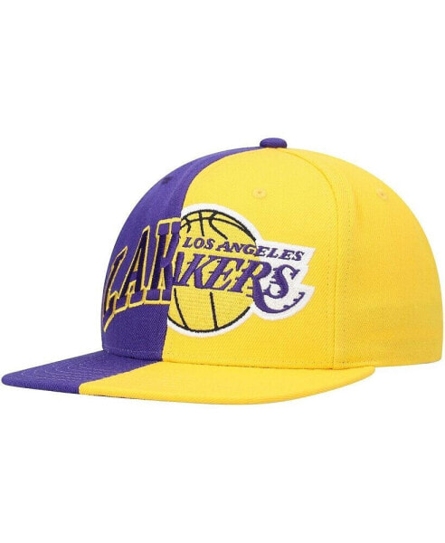 Men's Purple, Gold Los Angeles Lakers Half and Half Snapback Hat