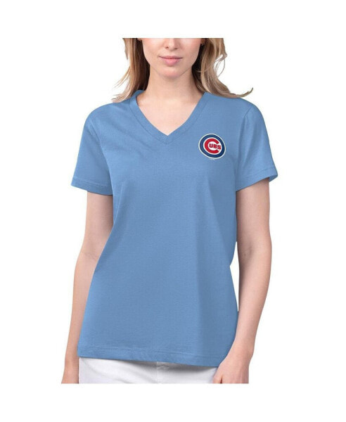 Women's Light Blue Chicago Cubs Game Time V-Neck T-shirt