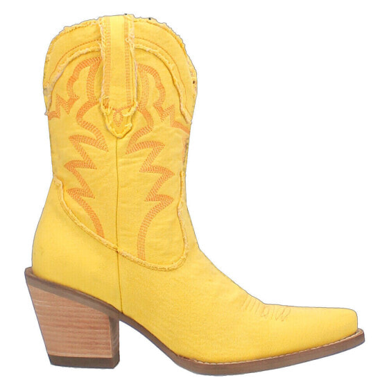 Dingo Y'all Need Dolly Embroidery Pointed Toe Cowboy Womens Yellow Casual Boots