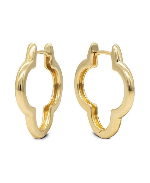 14K Gold Clover Hoop Earrings