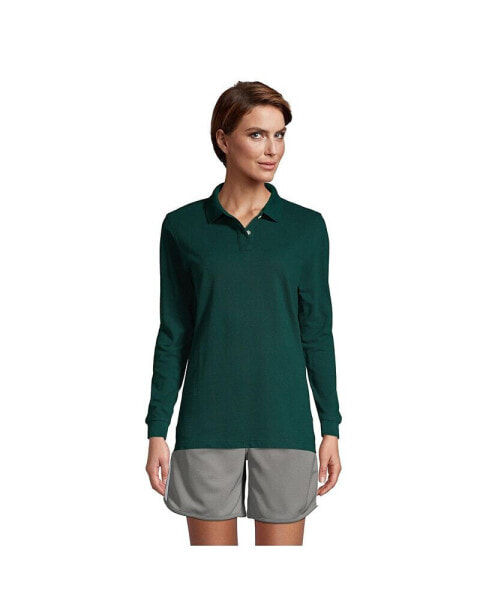 Women's School Uniform Long Sleeve Mesh Polo Shirt