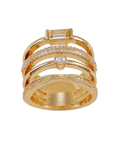 Gold-Tone Four Row Statement Ring