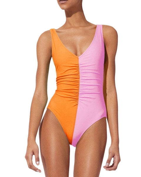 Solid & Striped 299565 The Lucia Color Blocked Ruched One Piece Swimsuit S
