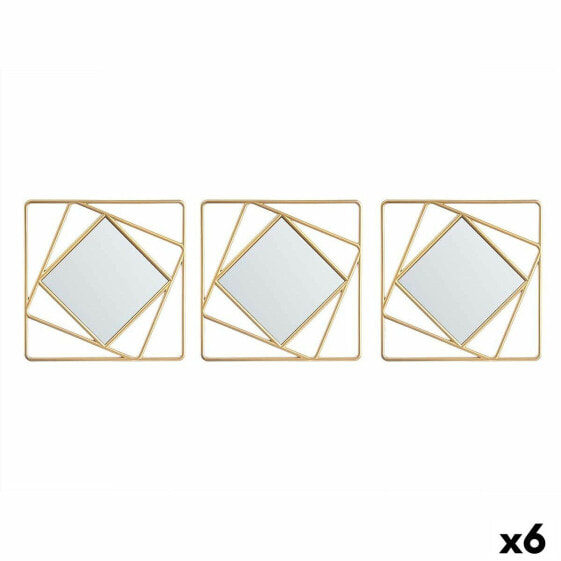 Набор зеркал Квадратный Абстракция Позолоченный полипропилен 78 x 26 x 2,5 cm (6 штук)