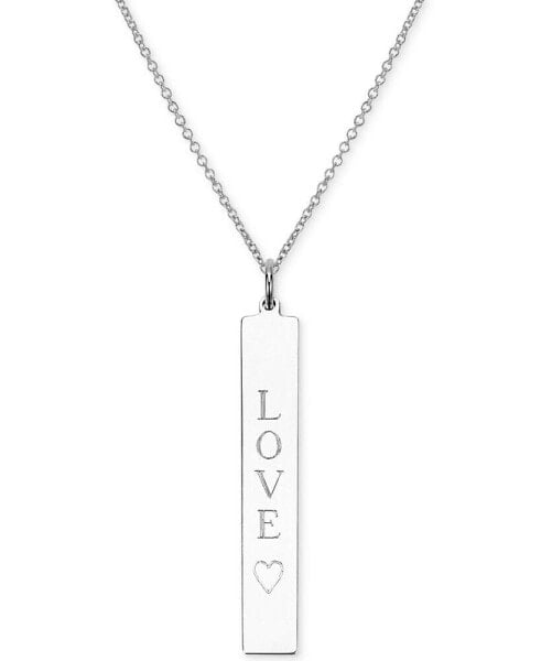 Sarah Chloe engraved Love Bar Pendant Necklace in 14k Gold over Silver, 18" (also available in Sterling Silver)