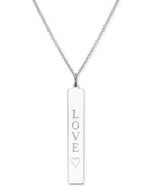 Sarah Chloe engraved Love Bar Pendant Necklace in 14k Gold over Silver, 18" (also available in Sterling Silver)