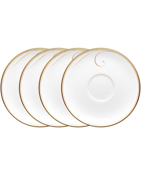 Golden Wave Set of 4 Saucers, Service For 4