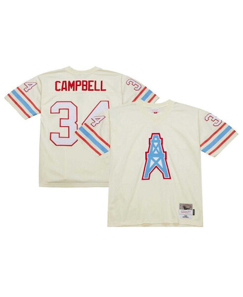 Men's Earl Campbell Cream Houston Oilers Chainstitch Legacy Jersey