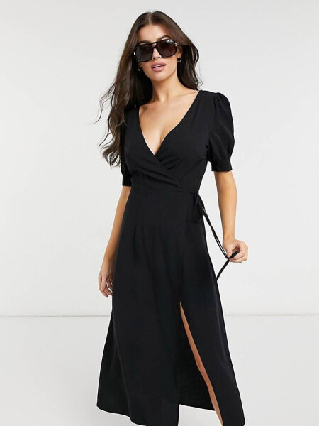 The Frolic Exclusive beach wrap maxi summer dress in black