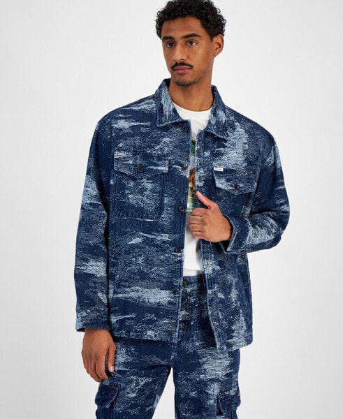 Men's Billy Button-Front Textured Denim Jacket