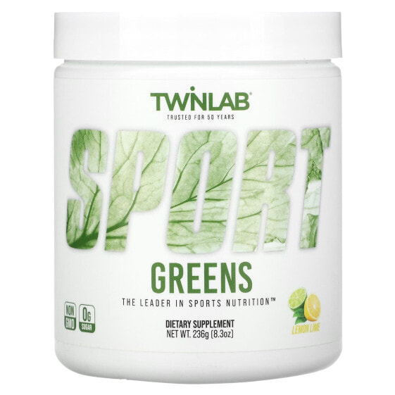 Зеленые витамины Twinlab Sport Greens, Лимон и Лайм, 236 г