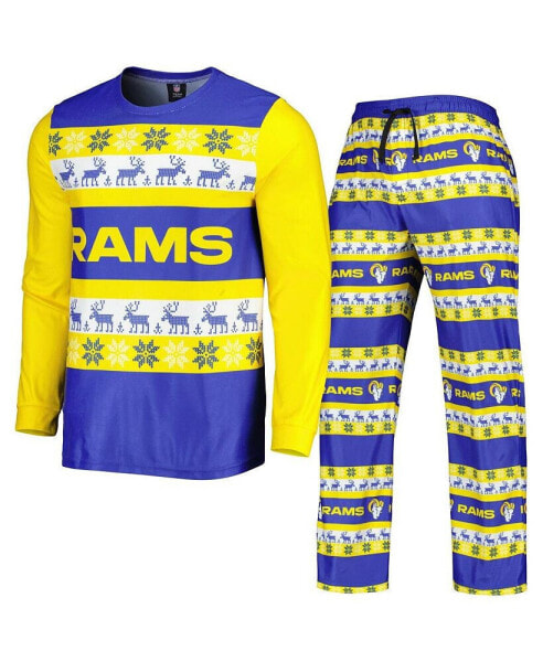 Men's Royal Los Angeles Rams Team Ugly Pajama Set
