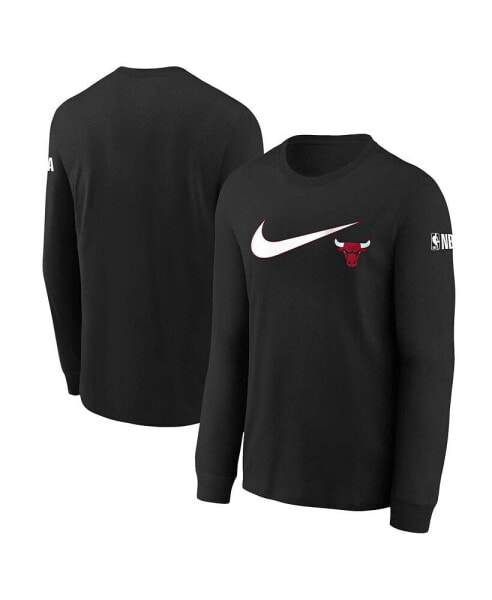 Chicago Bulls Big Boys Swoosh Long Sleeve T-shirt - Black