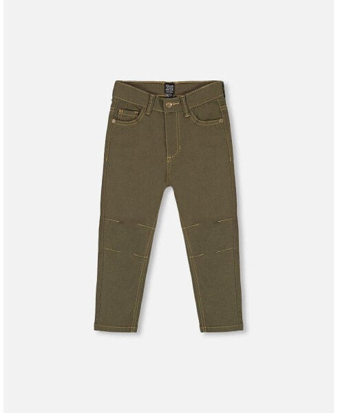 Toddler Boys Stretch Twill Straight Leg Pants Khaki Green - Toddler|Child