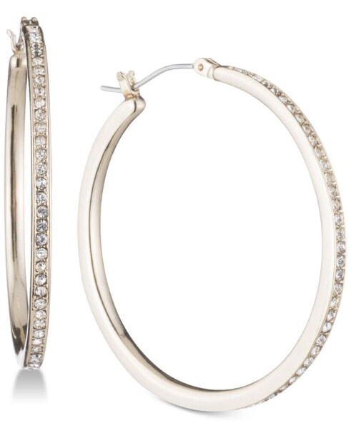 Gold-Tone Pavé 1" Skinny Hoop Earrings